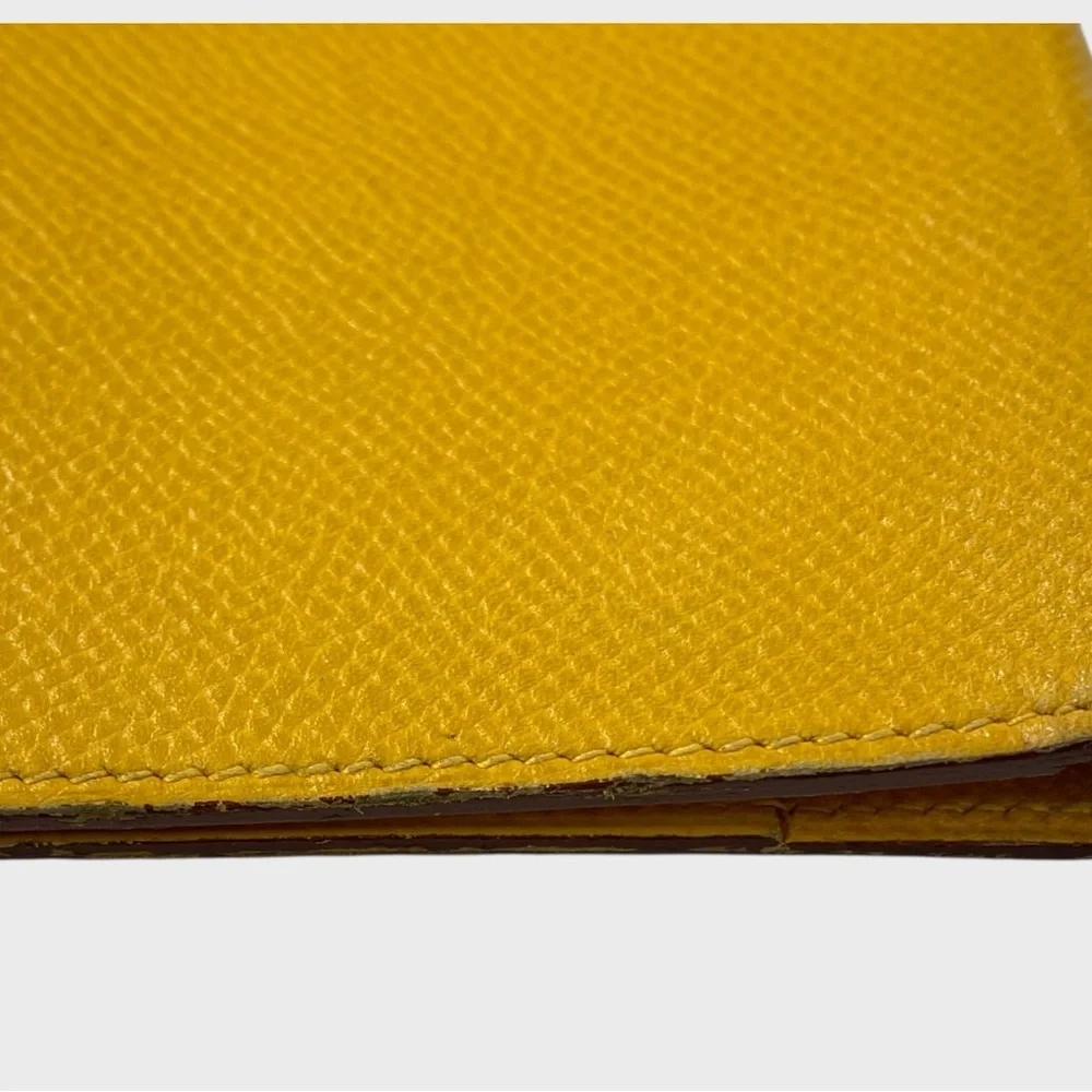Hermes Yellow Leather Notebook Agenda Cover Passport Holder Travel - Picture 10 of 13